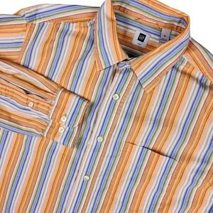 GAP Striped Button Up Shirt Men M Colorful Long Sleeve Cotton Y2K Preppy Classic